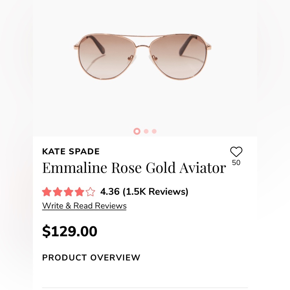 KATE SPADE  |  Emmaline rose gold Aviator Sunglasses- new never worn